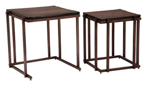 Zuo Modern Shimai Nesting Tables - Modern 2-piece Set In Bronze, Stylish Recycled Glass & Iron Design For Home Bronze Recycled Sand Cast Glass,Iron 110621-zuo-modern
