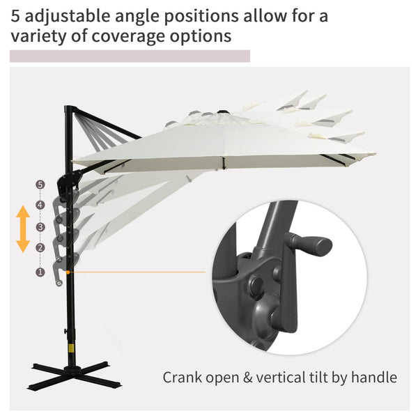 English Elm Outsunny 8Ft Cantilever Patio Umbrella With 360° Rotation & 3-Position Tilt For Ultimate Shade Comfort W2225P200786-GIGA