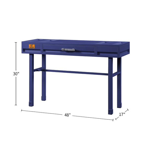 English Elm Metal Vanity Desk with Recessed Panel Design, One Drawer Accent Table for Stylish Bedroom Focal Point Blue B016P317126