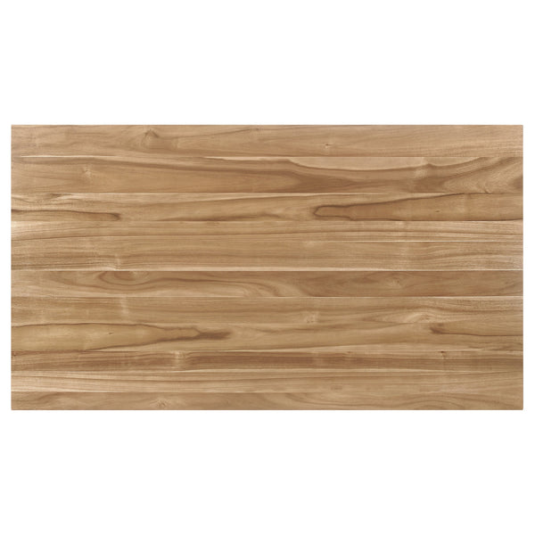 English Elm Prospect Natural Acacia Rectangular Dining Table with Off-White Flared Legs, Angled Apron Chic B062P358451