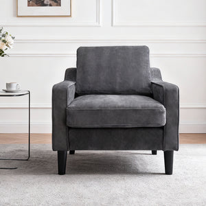 English Elm Living Room Linen Accent Chair Mid Century Modern with Tapered Wood Legs Compact Seat W5052P411380