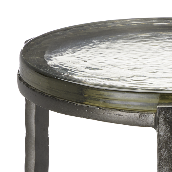 Acea Gold Drinks Table - Handcrafted Cast Aluminum & Glass for Modern Elegance in Any Space