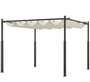 English Elm Easy Outdoor Pergola with Retractable Upf30 Canopy Powder Coated Metal Patio Frame T3971P426915