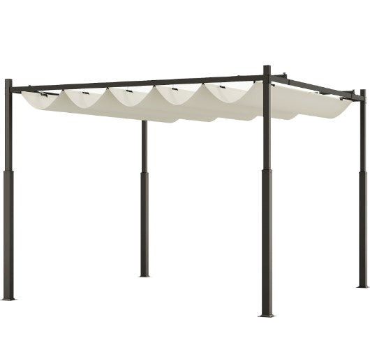 English Elm Easy Outdoor Pergola with Retractable Upf30 Canopy Powder Coated Metal Patio Frame T3971P426915