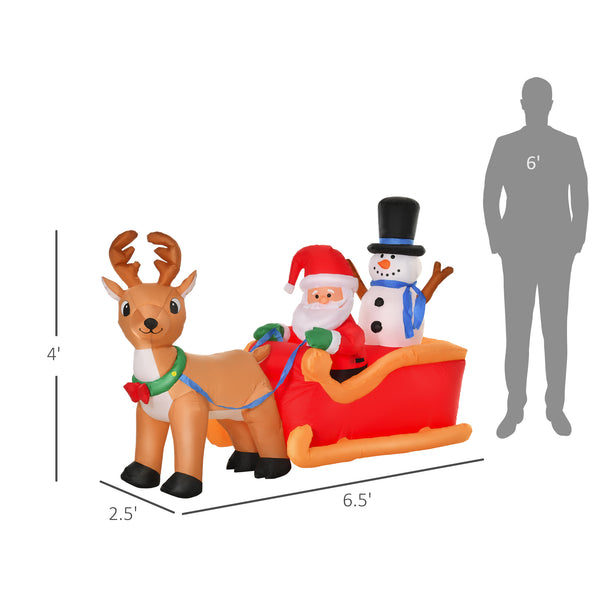 English Elm HOMCOM Inflatable 6ft Snowman with Christmas Tree Lawn Decor, Bright LED Lights and Wind Stakes Red W2225P249953
