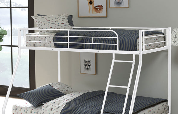 English Elm Twin Arch Slat Bunk Bed with Patented Insert & Lock Joint System — Sturdy Transitional Style, Space-Saving Design White 77 L x 14 W x 8 H B2741P347857