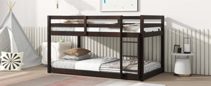 English Elm Solid Wooden Twin Over Twin Bunk Bed With Ladder - Durable Rubberwood, Espresso Finish, Space-Saving Design W504P191655-GIGA