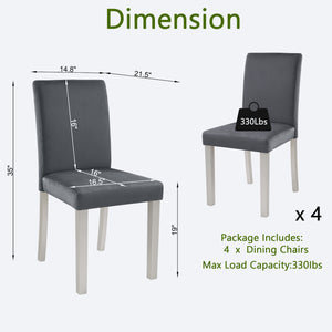 English Elm Dining Chairs Set for 4 with Plush Flannelette Upholstery, Ergonomic High Back & Solid Wood Legs, Silver Gray W1998P266887