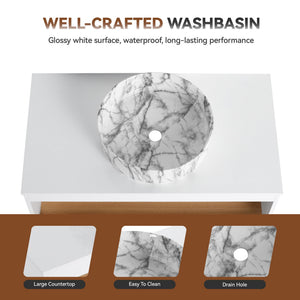 English Elm 36" Floating Bathroom Vanity Light Oak Modular Cabinet with Gel Coat Integrated Sink Grey+White,White + Light Oak W3450S00064