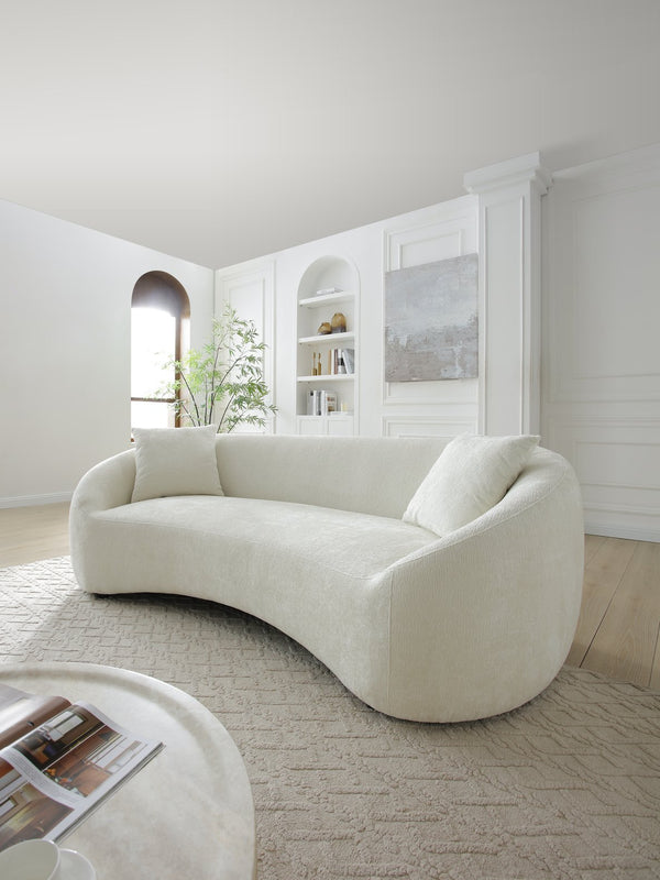 English Elm 93.31" Curved Cloud Sofa Chenille Velvet Three Seat Sculptural Minimalist Living Room Couch W2664P179335