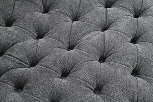 English Elm Dark Gray Channel Tufted Swivel Chair 360° Rounded Barrel Design with Curved Arms and Pillow Comfort B2741P400835