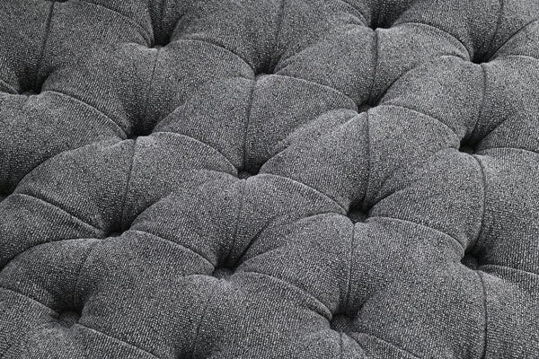 English Elm Dark Gray Channel Tufted Swivel Chair 360° Rounded Barrel Design with Curved Arms and Pillow Comfort B2741P400835