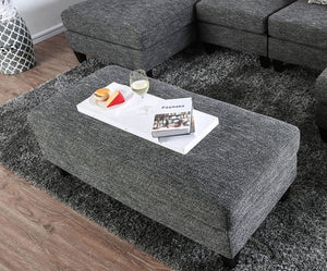English Elm Gray Chenille 5pc Sectional Sofa Set with Chaise Ottoman & Patterned Pillows, Plush High-Density Comfort, Tapered Legs B2741S00063