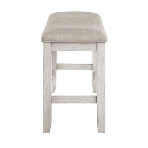 English Elm Modern Farmhouse Counter Height Bench Whitewashed Wood Frame Gray Upholstered Seat B011P416555