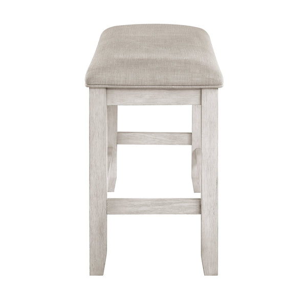 English Elm Modern Farmhouse Counter Height Bench Whitewashed Wood Frame Gray Upholstered Seat B011P416555