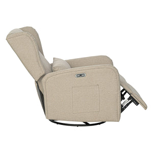 JLA Home Madison Park - Power Recliner Plush 3‑in‑1 Swivel Glider with USB/USB‑C Charging, Storage Pocket, Linen Look Fabric MP103-1271