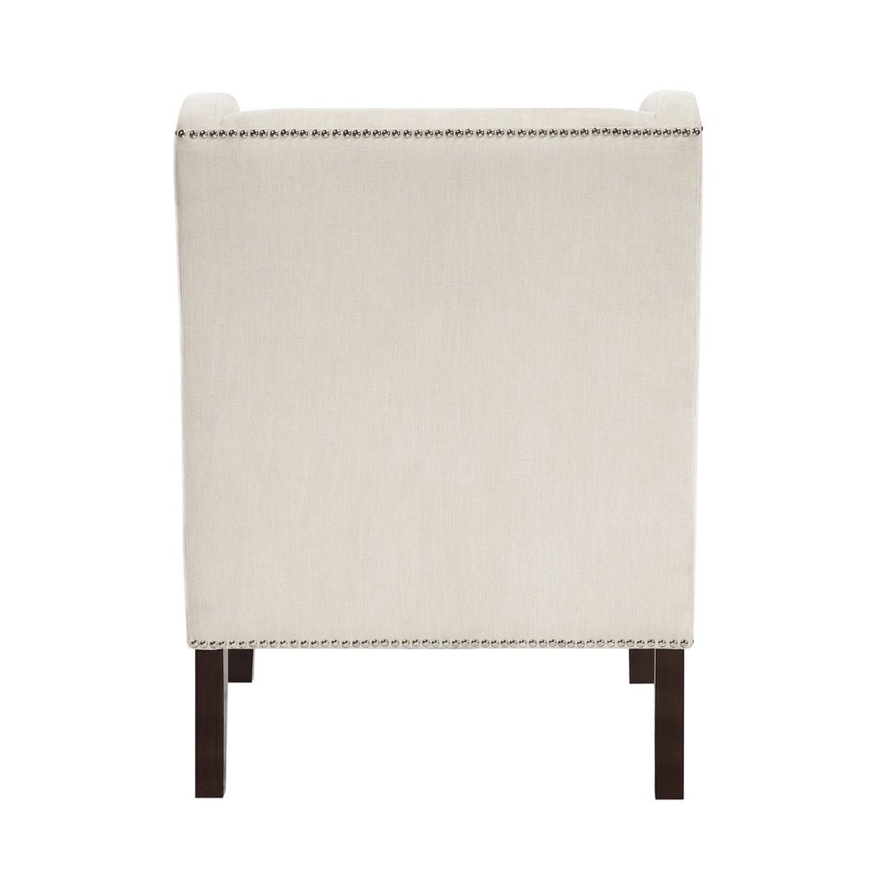 English Elm 1Pc Stylish Beige Accent Chair With Foam Cushion, Nailhead Trim - Perfect For Living Rooms & More! B011P287703