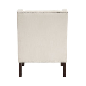 English Elm 1Pc Stylish Beige Accent Chair With Foam Cushion, Nailhead Trim - Perfect For Living Rooms & More! B011P287703
