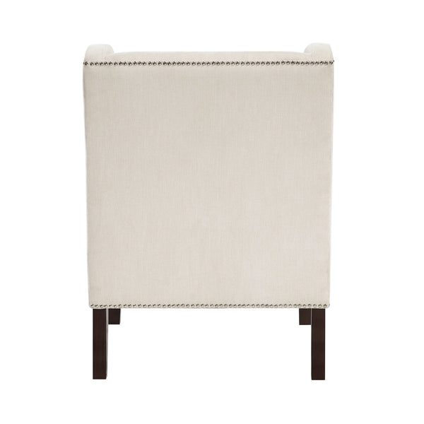 English Elm 1Pc Stylish Beige Accent Chair With Foam Cushion, Nailhead Trim - Perfect For Living Rooms & More! B011P287703