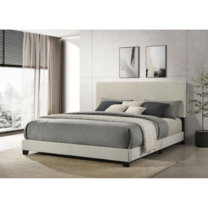 English Elm Efram Cream Fabric Panel Bed Tall Padded Headboard Rubberwood Frame Eastern King B062P441119