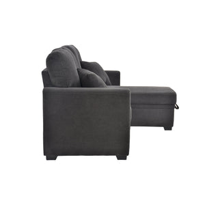 English Elm Sleeper Sectional Sofa with Storage Chaise Tufted Polyester Upholstery Small Space W5568S00038