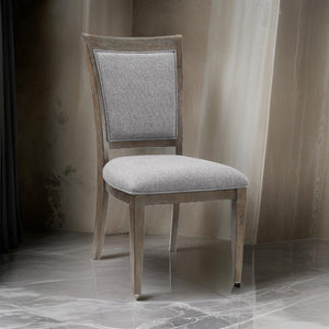 English Elm Koa Gray Polyester Upholstered Dining Chairs Ash Veneer Wood Frame Set of Two B056P416903