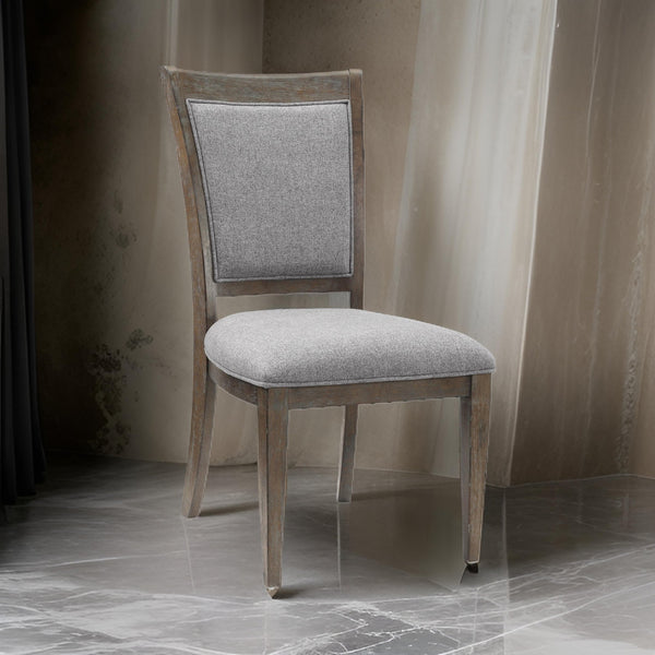 English Elm Koa Gray Polyester Upholstered Dining Chairs Ash Veneer Wood Frame Set of Two B056P416903