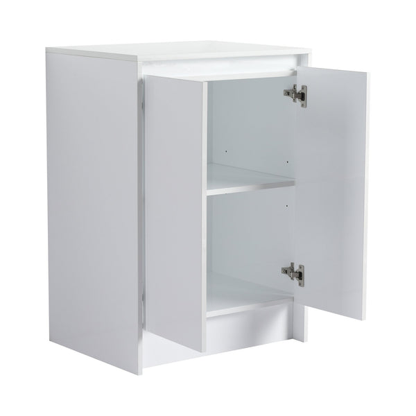 English Elm 72" Freestanding Vanity Combination With Soft-Closing Drawers, Glossy White Storage Solution For Modern Bathrooms W999S00429
