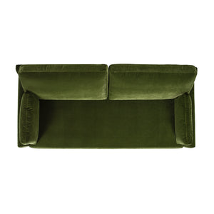 English Elm Jennifer Taylor Home - Pasadena Modern Farmhouse Sofa 75.5" Performance Velvet Upholstery, Sustainable Rubberwood Base Olive Green B2719P238337