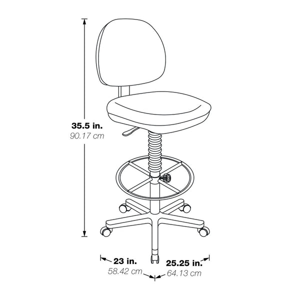 OSP Home Furnishings Lumbar Support Drafting Chair Ergonomic Fabric Seat Gas Lift Height Adjustable Studio R Grade Fabric DC640-R