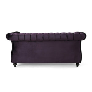English Elm Christopher Knight Home® - LOVESEAT Plush Velvet Tufted Diamond Stitch with Nailhead Trim and Scrolled Arms for Luxe Comfort Black Berry 63045.00NVLTBLKBRY