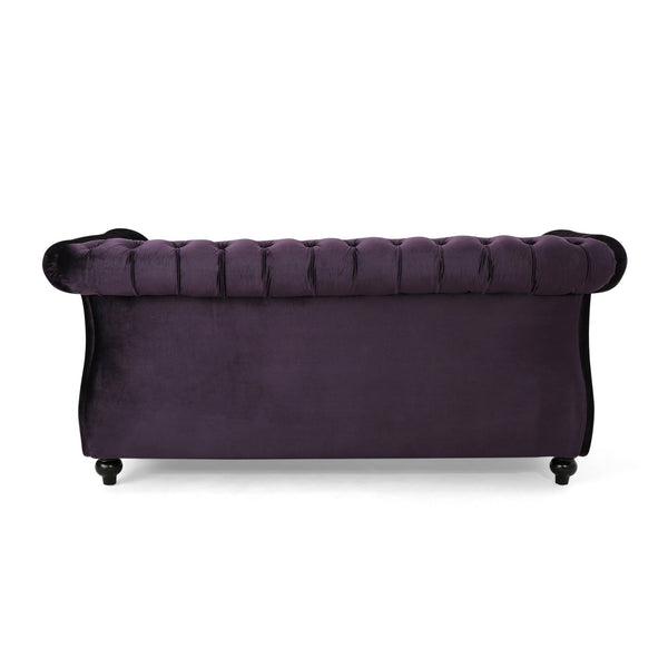 English Elm Christopher Knight Home® - LOVESEAT Plush Velvet Tufted Diamond Stitch with Nailhead Trim and Scrolled Arms for Luxe Comfort Black Berry 63045.00NVLTBLKBRY