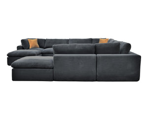 English Elm Coffee Bean Fabric Modular Sectional Sofa with Toss Pillows for Living Room B2748S00086