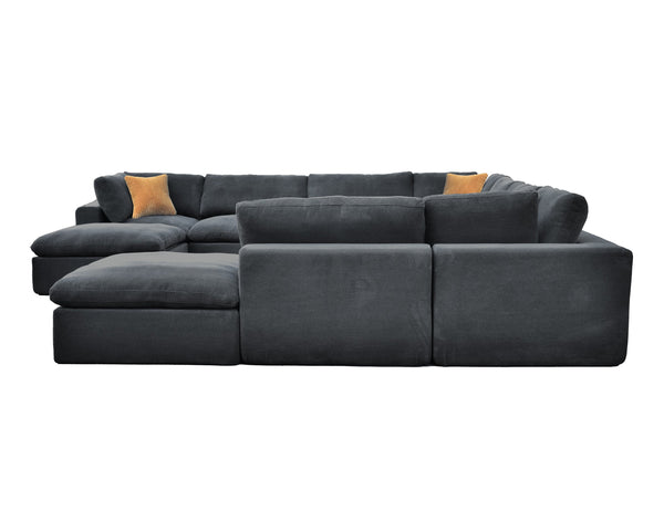 English Elm Coffee Bean Fabric Modular Sectional Sofa with Toss Pillows for Living Room B2748S00086