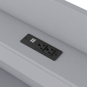 English Elm Twin XL Platform Bed with LED Headboard, Built-In Charging Station, Trundle & 2 Drawers for Space-Saving Bedrooms Gray GX001829AAE