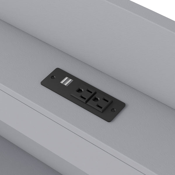 English Elm Twin XL Platform Bed with LED Headboard, Built-In Charging Station, Trundle & 2 Drawers for Space-Saving Bedrooms Gray GX001829AAE