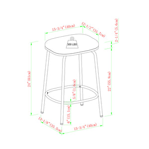 English Elm Walker Edison - Modern Counter Stool Set of 2 with Upholstered Foam Seats, Powder-Coated Steel, Stable Levelers Ivory 30.75 L x 21.75 W x 5.75 H B185P168932