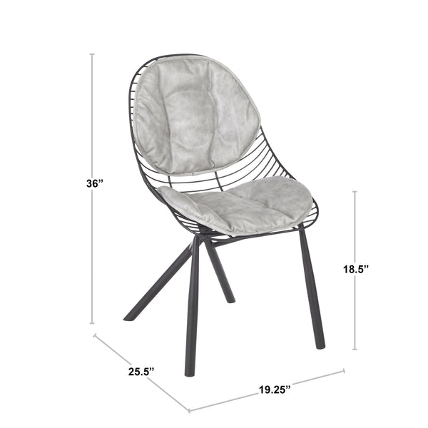English Elm Chair Set of 2 Industrial Modern Black Metal Frame with Faux Leather Dining Seats B202P471345