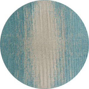 Unique Loom Outdoor Modern Ombre Machine Made Abstract Rug Aqua, Ivory/Gray 13' 0" x 13' 0"