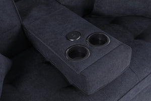 English Elm Corrado Woven Fabric Sleeper Loveseat with Console Usb Charging Pocket Coil Support B2749S00355