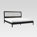 Spindle Midcentury Modern Solid Wood King Bed Black CMAB8BBL Walker Edison