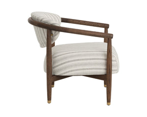 Sunpan SIGRID Lounge Chair - Elegant Antique Brown with Striped Upholstery for Timeless Comfort and Style 112740