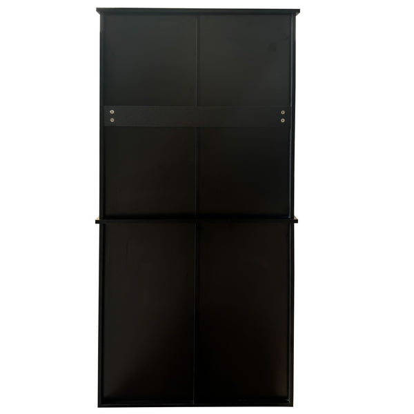 English Elm Laundry Cabinet Freestanding White Melamine with Tilt Out Hamper and Open Shelving W331S00202