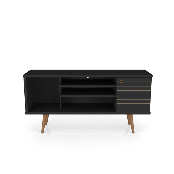 English Elm Liberty 53" Black Tv Stand - Mid-Century Modern Design With Smart Storage & Wire Management Solutions B365P398345