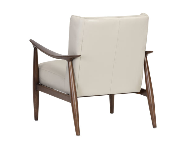 Sunpan Azella Lounge Chair - Mid-Century Modern Design in Manchester Stone Leather with Solid Ash Frame