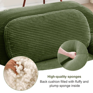 English Elm L-shaped Modular Corduroy Sectional Sofa Ergonomic Low Profile Living Room Seating Olive Green W714S01258