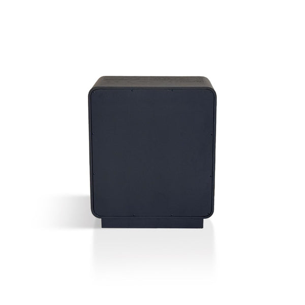 English Elm Nightstand Art Deco Matte Black Finish Antiqued Brass Hardware Open Shelf Bedroom B035P482920
