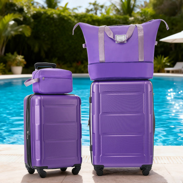 English Elm 2 Piece Abs Hard Shell Spinner Luggage Set with Tsa Lock Expandable Travel Suitcases Purple N732P198744I
