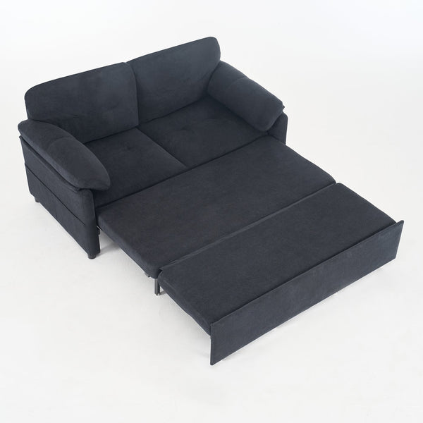 English Elm (old: W3163p269700) Convertible Chenille Sleeper Loveseat with Queen Pullout and Rolling Casters Black W3163S00100