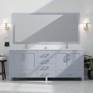 English Elm Dark Grey Double Bath Vanity - 80" W Stylish Storage Solution With Soft-Close Features & Durability B2731P258939